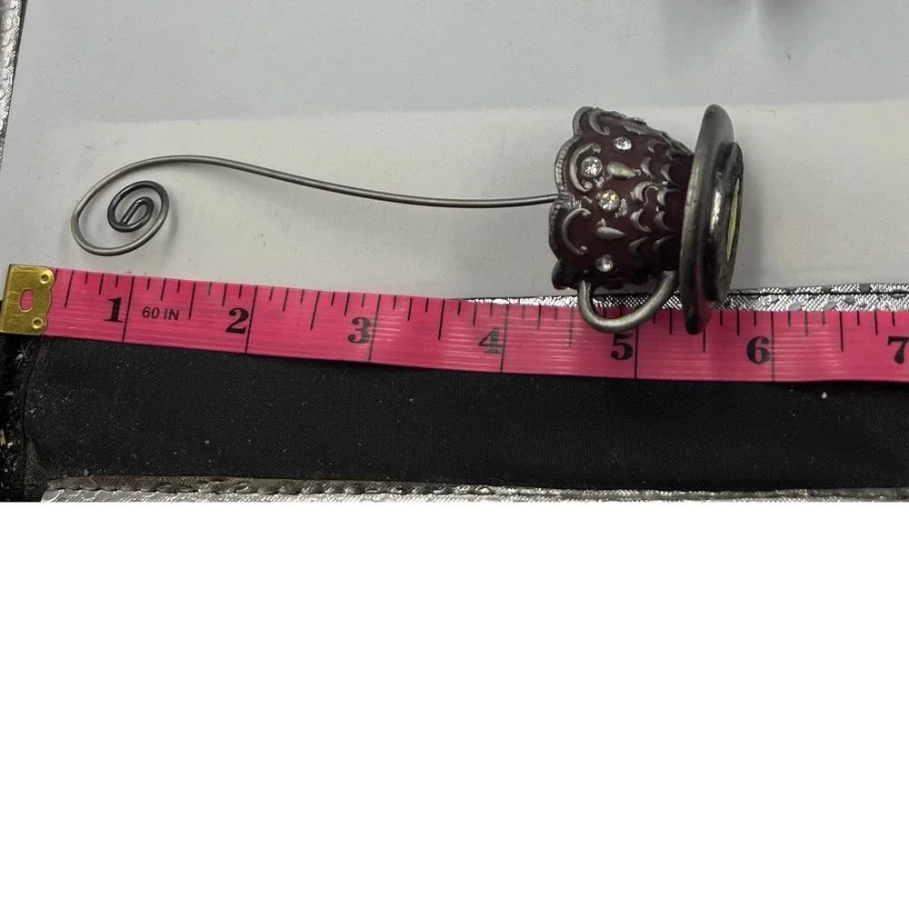 Vintage Style Burgundy Jeweled Teacup Photo Holder Rhinestone Place Card Stand